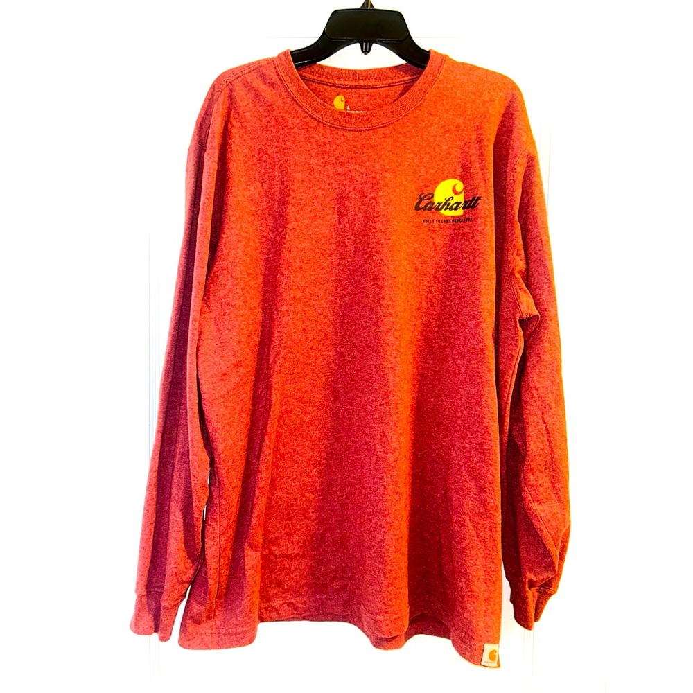 Carhartt Long Sleeve Maroon Logo Top Shirt Large Red